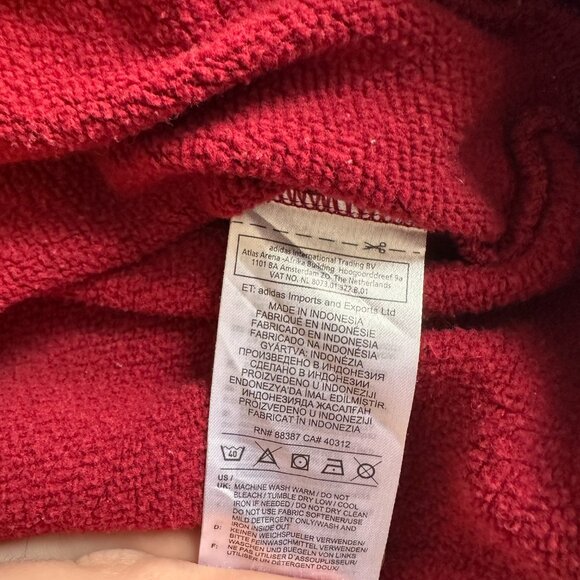 Adidas Hoodie Sweater Mens Small Red Two Tone Long Sleeve Cotton Sweatshirt - Picture 4 of 8